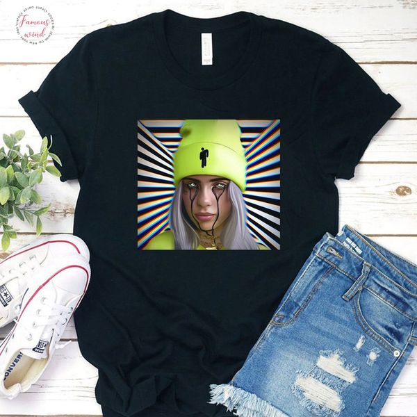 

billie eilish black casual t shirt korean short sleeve summer women ulzzang hipster tees aesthetic camiseta mujer, White