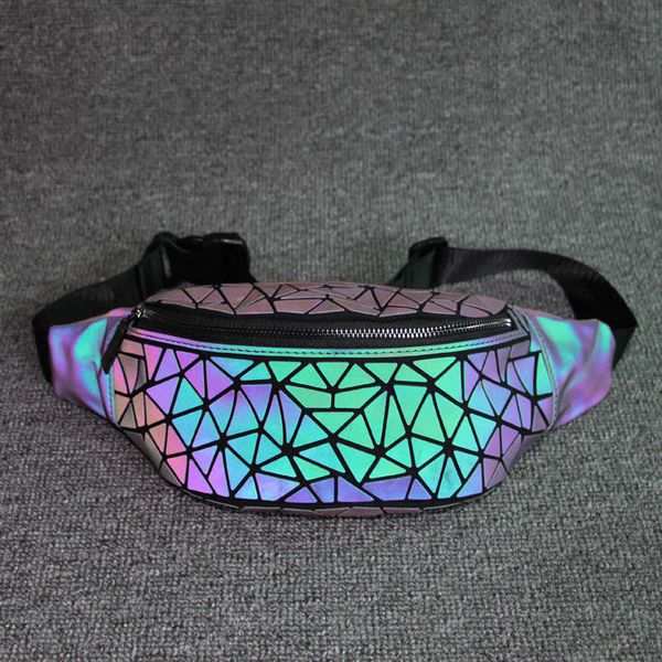 

2020 spring and summer new waist bag ladies bag trend geometric diamond luminous color changing chest shoulder