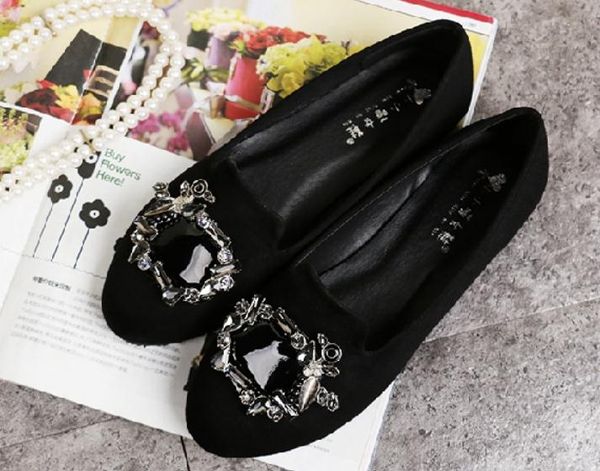 

2019 elastic cloth women's shoes in spring and autumn with new style flat bottom round head water drill @38, Black