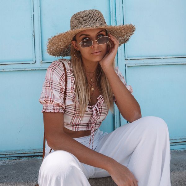 

la maxpa] 2019 new salty grass hollow out sun hat fashion women beach hats summer charm hat holiday female, Blue;gray