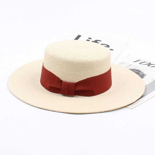 

myzoper fashion new 2019 bow flat wide brim straw hat casual tide outdoor korean version summer women's cap beach hat, Blue;gray