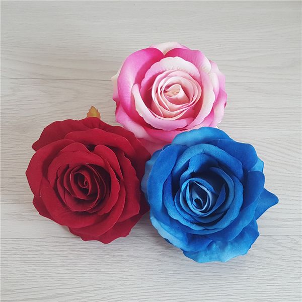 

200pcs 9cm 7colors artificial fabric silk rose flower head diy decorative flowers vine wedding arch wall flower accessory