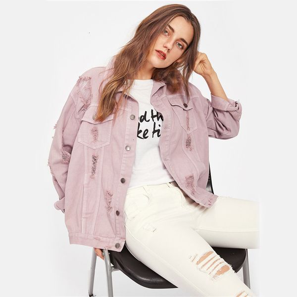 

womens coats womens jackets pocket rips detail boyfriend denim jacket autumn and coats pink lapel single breasted casual fall jacket, Black;brown