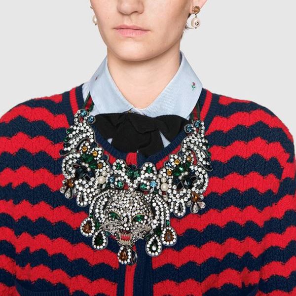 

baroque luxury big animal leopard print punk pendants women necklaces vintage crystal statement collares necklace boho jewelry, Golden;silver