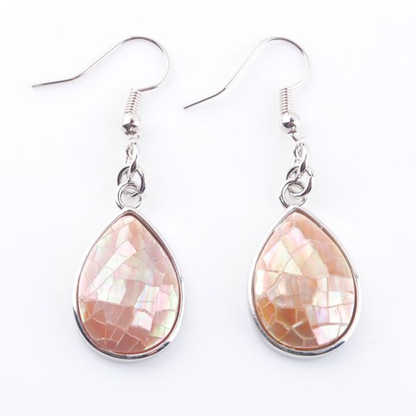 

wojiaer teardrop natural seashell drop серьги раковина морского ушка простой дизайн уха ювелирные изделия серебро мотаться серьги подходят д, Silver