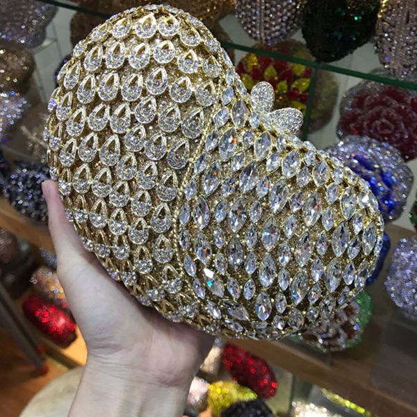 

golden crystal evening clutches bag for women hollow out handbag and purse bridal rhinestones clutch wedding box clutch wallet