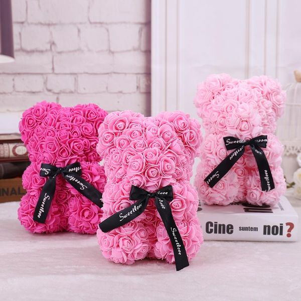 

gift cm diy teddy women for artificial box 25*16 pe bear valentine's rose bear flower day girlfriend rose wife christmas with qtuak