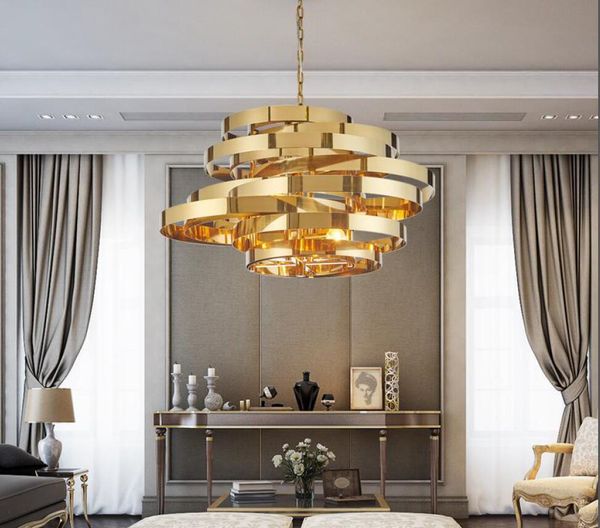 

post modern art deco tornado led pendant light stainless plating gold circle deisgn led droplight 5pcs e14 lamp l hall store