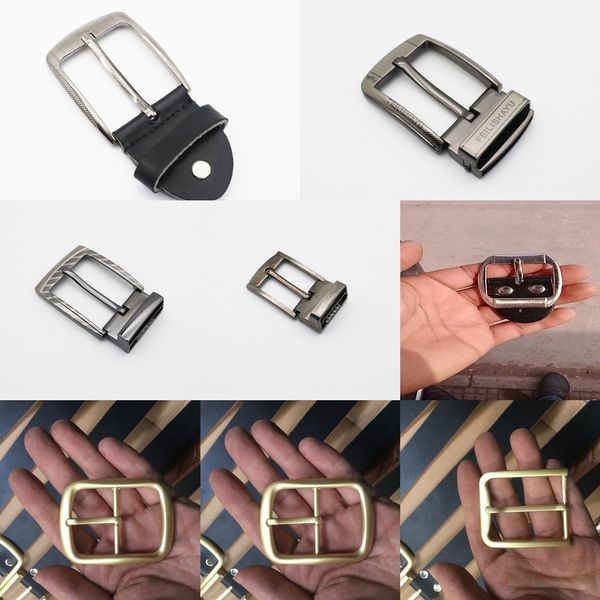 

20194.0 men's alloy pin buckle 3.5 pin 2.5 cowhide belt punching electroplated belt buckle, Slivery;black