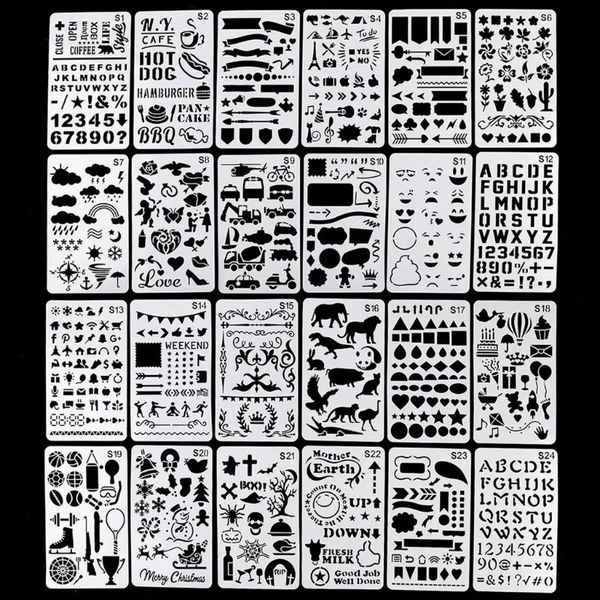 

24pcs/set journal border drawing template ruler stencil painting board diy