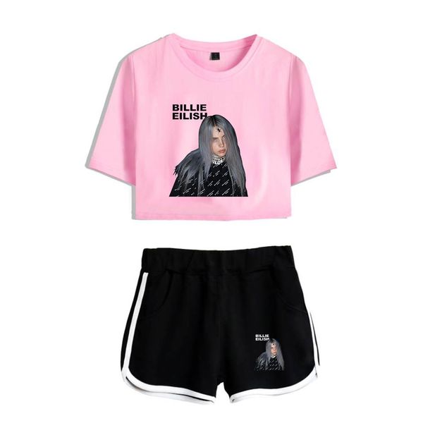 

billie eilish 2 piece set women crop and shorts track suit two piece be sweatsuit casual tracksuit matching sets summer outfits, White