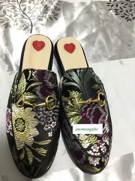 

high-quality luxury mules princetown designer classic slippery metal buckle beach slippers soft lazy slippers lovers slippers, Black