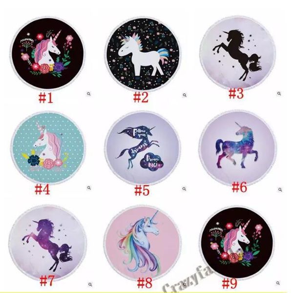 

round beach towel with tassels picnic blanket beach cover tassel tapestry yoga microfibra towels fashion flamingo unicorn towels 65 styles