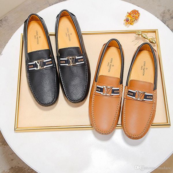 

19fw бренды новой мода лето весна мужчина вождение обуви мокасины кожа лодка обувь дышащая мужской повседневные квартиры мокасины размер 38, Black