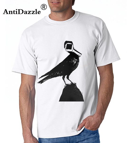 

antidazzle 2017 fashion casual printed the crow t shirt lookout men's short sleeve t shirt o-neck animal creative punk t-shirt, White;black