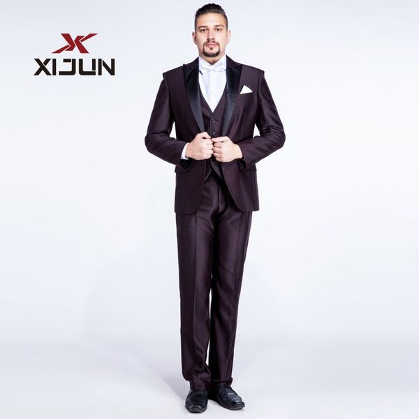 Acheter Xijun 3 Pièces Costumes De Mariage Pour Hommes 2018 Slim Fit Costumes Habits Chocolat Groomsmen Veste Pantalon Gilet Costume De Smoking