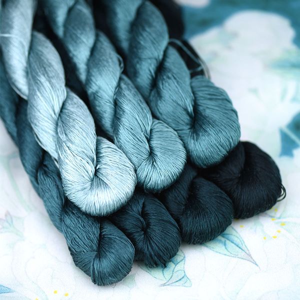

1pcs/400m silk embroidery thread / 100% silk thread /hand embroidery embroider cross stitch/navy blue/7 gradient color, Black;white