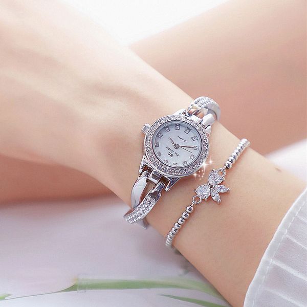 

women watches dress casual quartz small dial ladies wrist watches rhinestone silver gold for women 2020 new, Slivery;brown