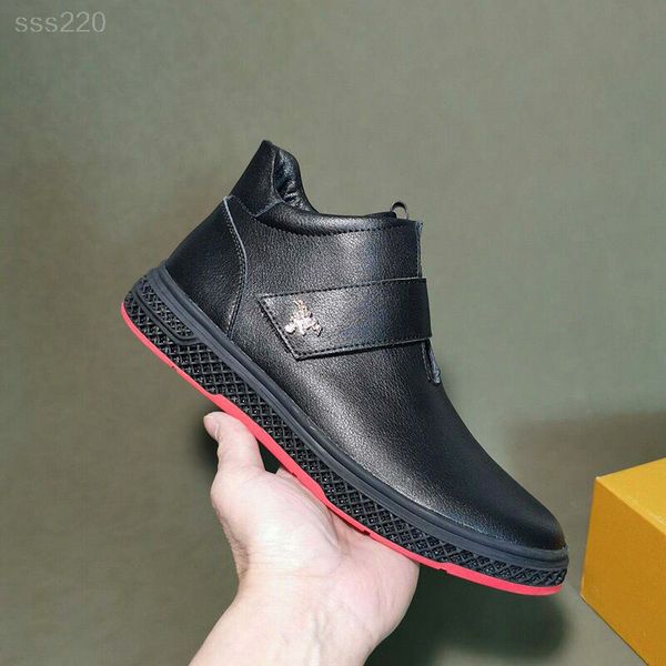 

men's cotton leather shoe plus velvet fur casual cotton shoes men warm men's cotton shoes leather wool winter shoes men, Black