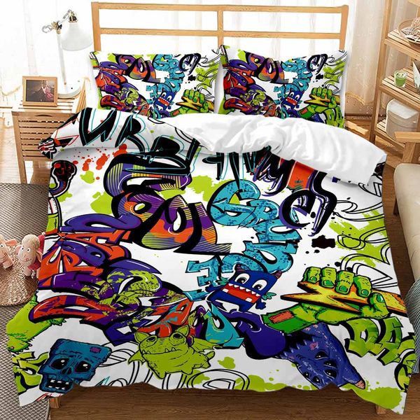 

3d design hip hop bedding sets king size luxury quilt cover pillow case  size duvet cover designer bed comforters sets
