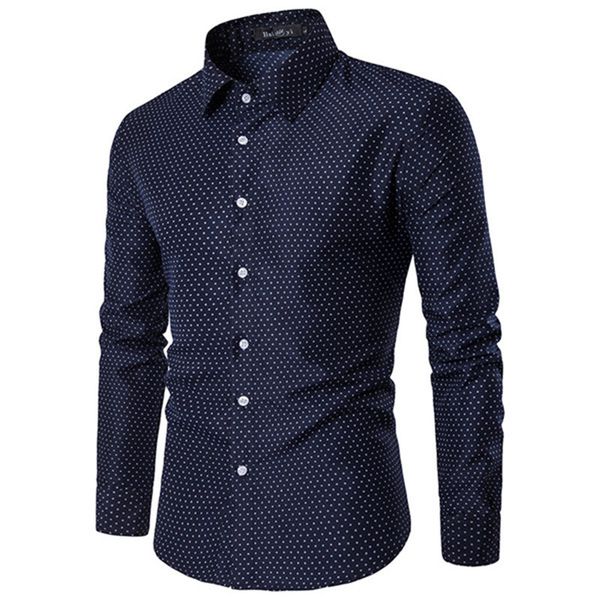 

mens designer long sleeve shirts dot printed autumn casual slim turn-down collar shirts mens fashion shirts, White;black