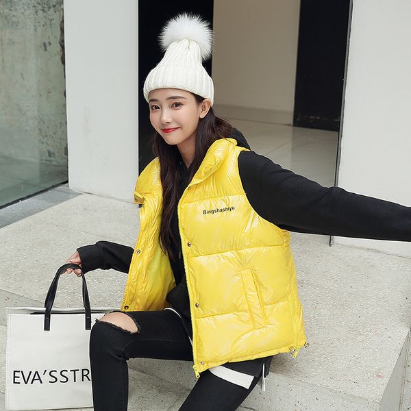 

cotton-padded jacket 2019 easy light noodles a fairy real small vest oversize waistcoat cotton-padded clothes winter loose coat, Black;white