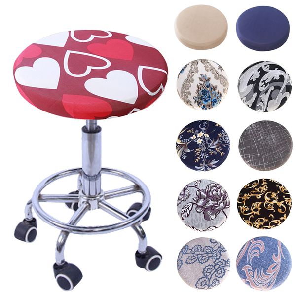 

2019 round chair cover elastic seat cover floral printed home restaurant l dustproof round chair covers