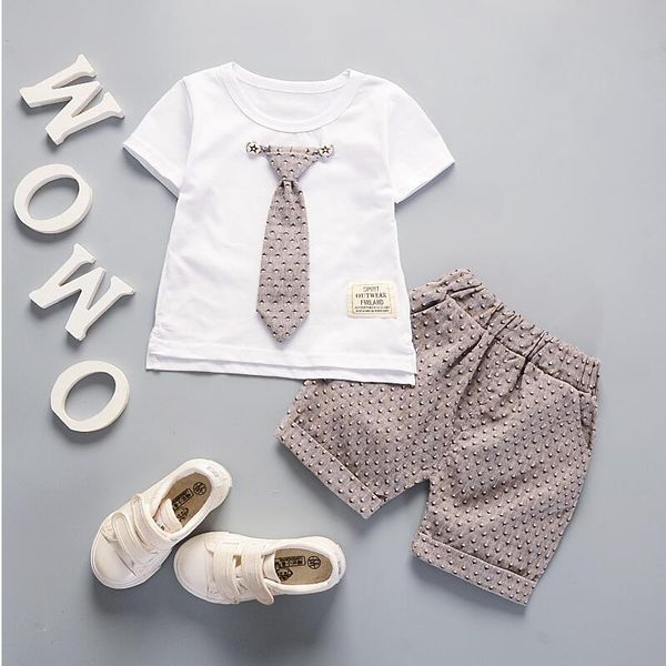 

bibicola summer baby boy одежда набоѬ новоѬожденного лопок ђболки оп + оѬ 2pcs outfit tracks, White