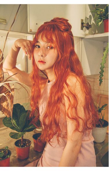 South Korean Women S Wig Long Curly Hair Air Bangs Corn Perm Long