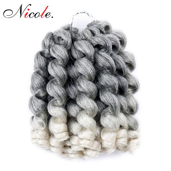 

nicole jamaican bounce jumpy wand curls braiding hair extensions 20 strands/pack afro fluffy crochet braids bulk synthetic hair extensions, Black