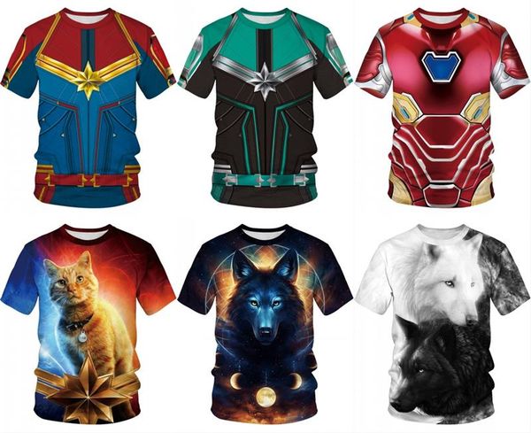 

new fashion marvel animal iron man full printed 3d t shirt women men summer tee plus size streetwear tee, White;black