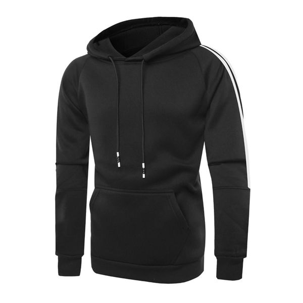 

fashsiualy new arrival pure color sweatshirts drawstring long sleeve leisure sweatshirt outwear hooded collar plus size shirt, Black