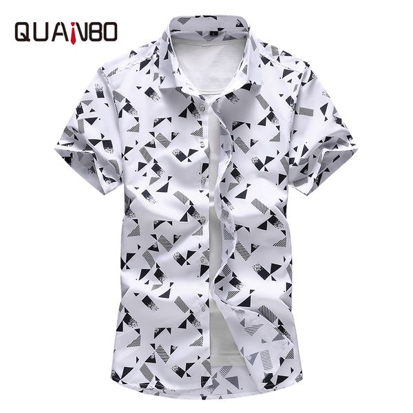 

размер quanbo plus 5xl 6xl 7xl мужчины рубашка 2019 новое прибытие способа лета печати вскользь рубашки с коротким рукавом марка одежды, White;black