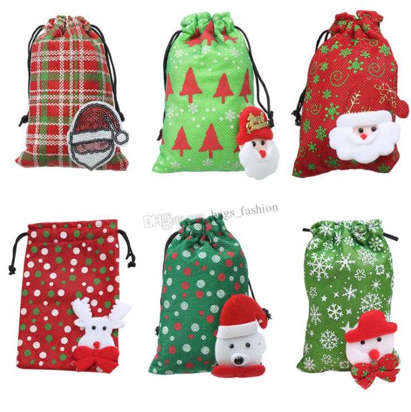 

cartoon design large christmas gift bag home party decoration vintage drawstring canvas dinner table gift bag supplies
