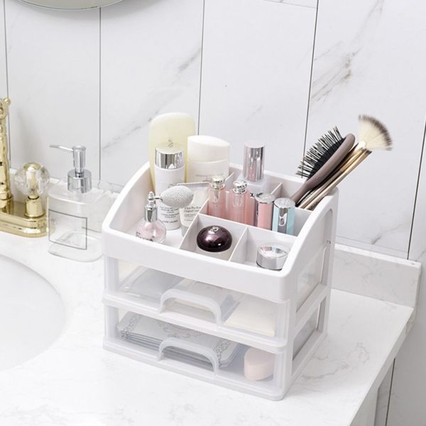 

behogar 3-layers transparent plastic cosmetic makeup box jewelry stationery drawers storage bins organizer rack for home office