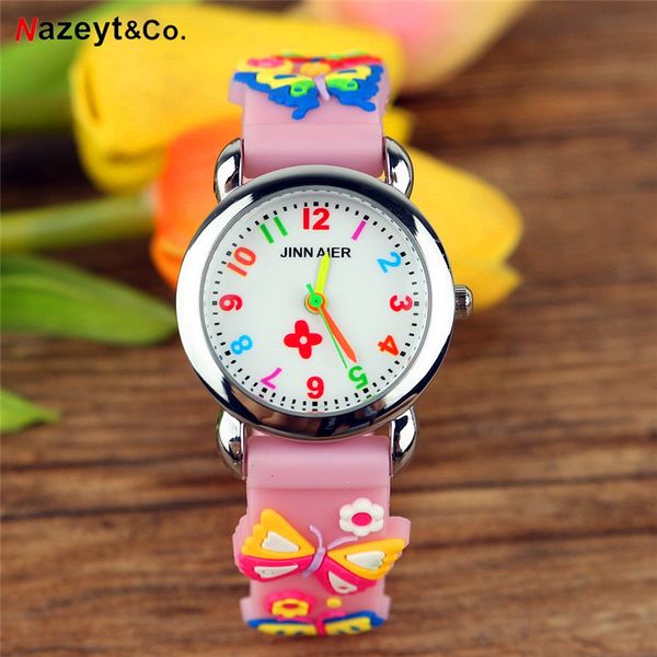 

2019 new arrived kids quartz watch children flower simple dial 3d jelly watch little boys girls easy learn time silicone clock, Blue