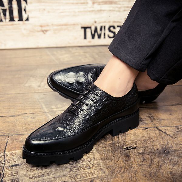 

men dress shoes outdoor men's business leather formal shoes derby flat zapatos classic gentleman l5, Black