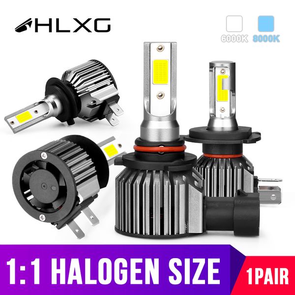 

hlxg h4 led h7 h11 h8 hb4 9006 9005 hb3 car headlight bulbs 6000k 8000k high low beam turbo luces led para auto fog lamps