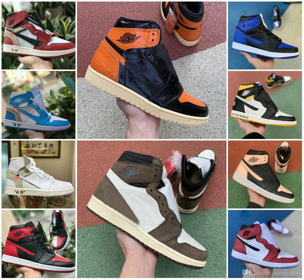 

2020 travis scotts x high 1 og shoes turbo green origin story gs banned nrg x union retroes 1s fragment unc white blue sports casual sneaker, Black