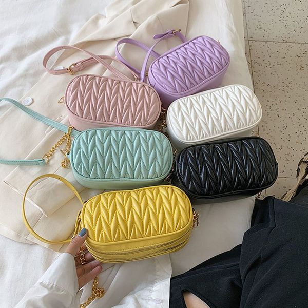 

diamond lattice pu leather handbags for women 2020 candy colors fashion messenger shoulder bags female chain wild