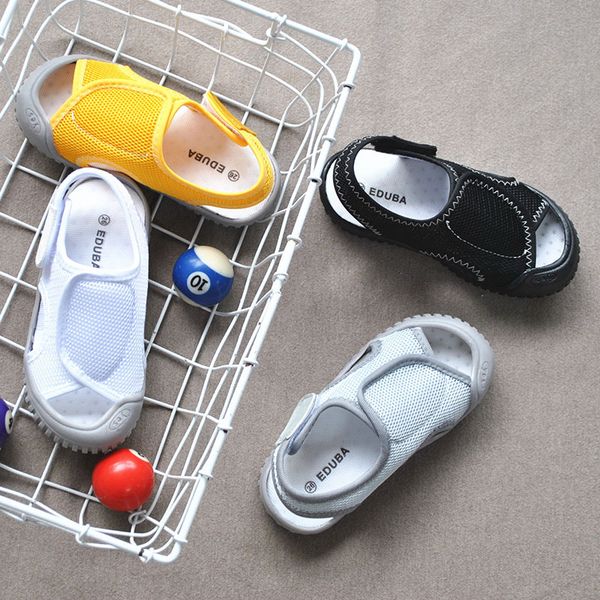 

children's mesh shoes 2020 summer girls baby soft bottom sandals toddler boys beach sport anti-kick sandals 23-30, Black;red