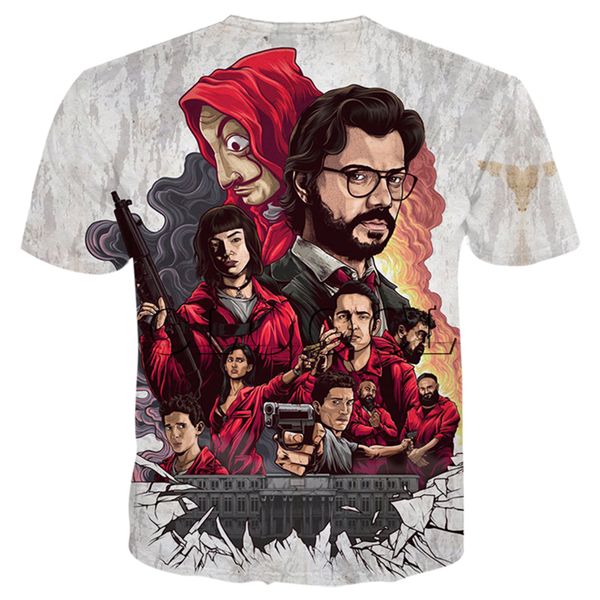 

money sweatshirts de papel house men 3d print the shirt paper sleeve streetwear la heist women short casual casa t johku, Black