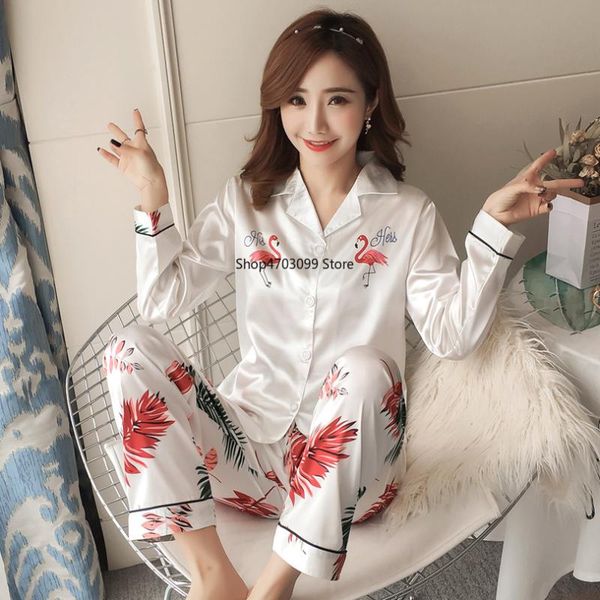 

2019 новых моделей новых женщины пижама шелк длинных топы набор девушки пижама набор nightsuit пижама наборы длинного pant женщины night, Blue;gray