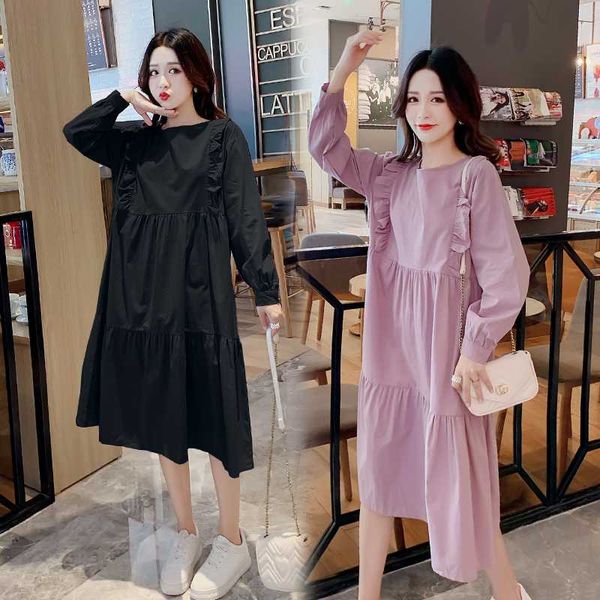 

9235 # одежда для беременных лето хлопок сплошной цвет с коротким рукавом сыпучие стильное платье для беременных беременность одежда, White