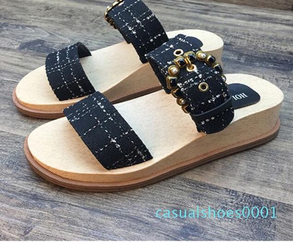 

женские летние тапочки sexy classic luxury rhinestone chain натуральная кожа бархат модный бренд текущие женские пляжные тапочки ac01, Black