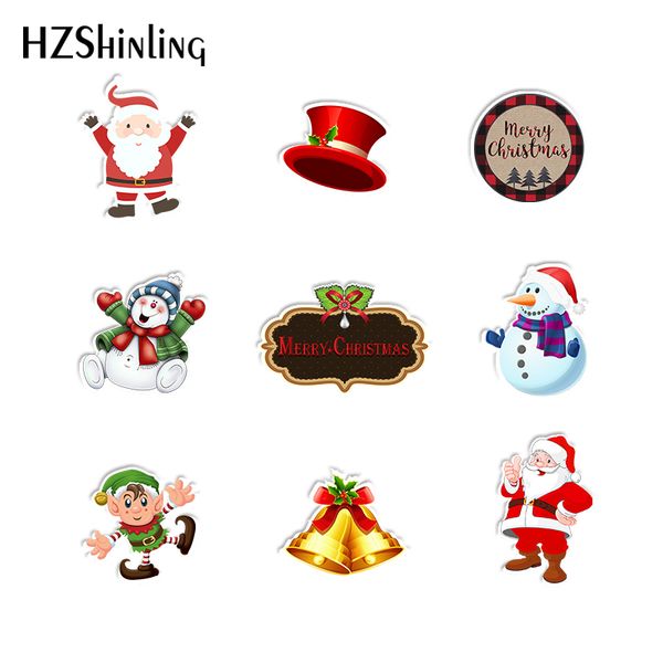 

santa claus merry christmas snowman shrinky dinks acrylic brooch for clothes backpack fashion decoration pins accessories, Gray