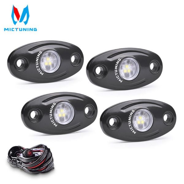 

mictuning led rock light 4 pods white waterproof led neon underglow light with wiring for car truck atv utv suv offroad boat