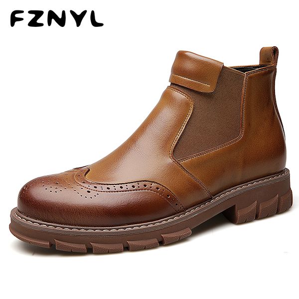 

fznyl winter fleece warm outdoor casual boots 2019 ankle fashion leather shoes non-slip rubber out-sole male boot plus size 44, Black