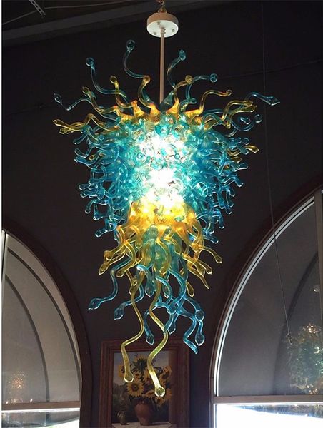 

lamps french style handmade blown glass chandeliers blue and amber color art chandelier lighting for home l lobby decor