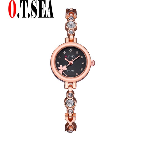 

ots o.t.sea brand stainless steel bracelet watch women ladies crystal dress quartz wristwatches hour zegarki damskie, Slivery;brown